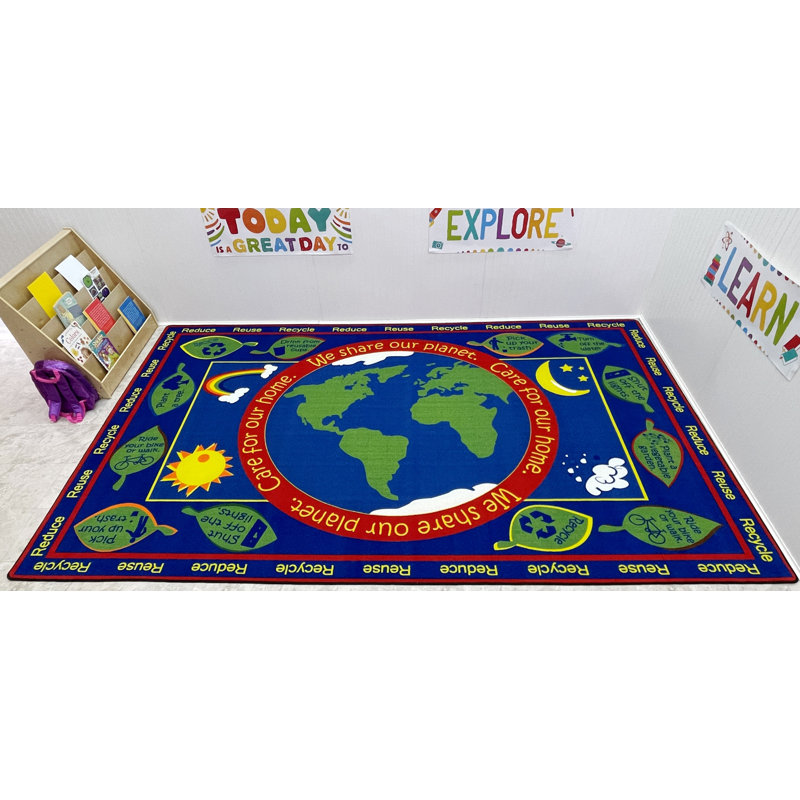 KidCarpet.com Earth Educational Classroom Rug, 7'6"x12' Rectangle, Rectangle 7'6" x 12'