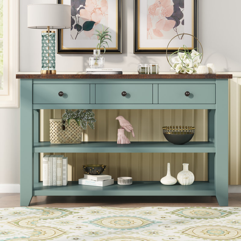 Console en bois massif 48,82 po Ronda, Marron, Vert
