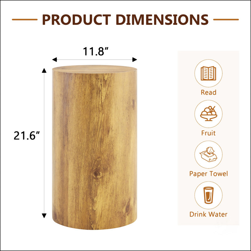 Table basse cylindrique Simple, H 21,6 po x L 11,8 po x l 11,8 po