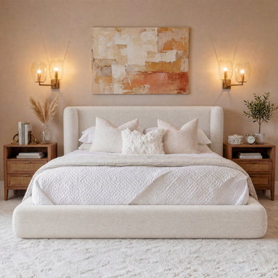 Luxurious Cloud Soft Compressed Upholstered Wingback Bed