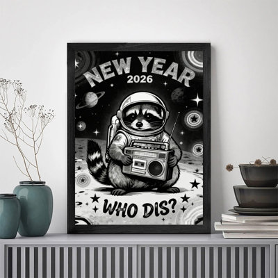 Reproduction d'art fantaisiste rétro encadré noir 2026