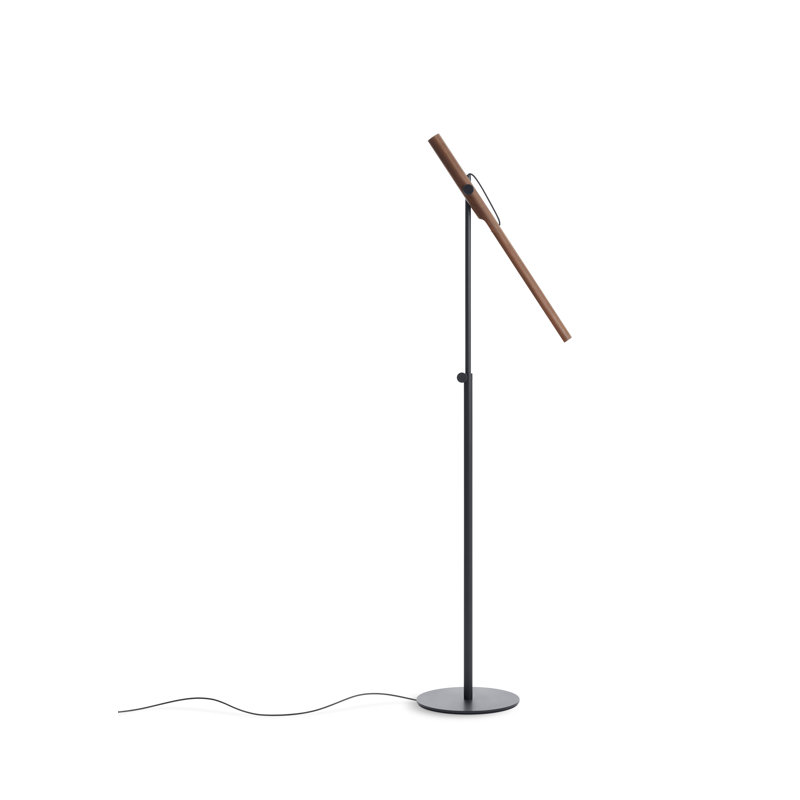 Type A LED Arched Floor Lamp, Oblivion, Walnut