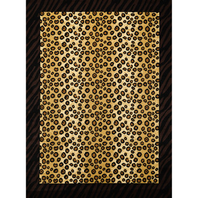 24 In. Wide Animal Print Rug, 36 Deep, Lodge Style, Machine-Made, Beige And Black, & Pet 2 Ft. X 3 Rustic + Safe