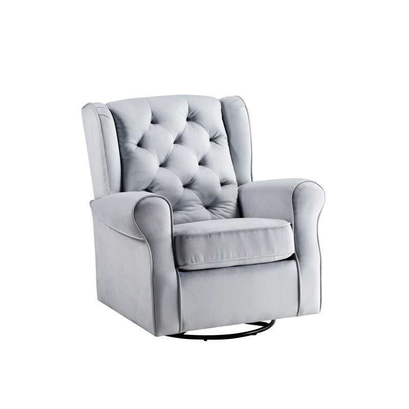 Zeger Gray Fabric Glider Chair With Swivel