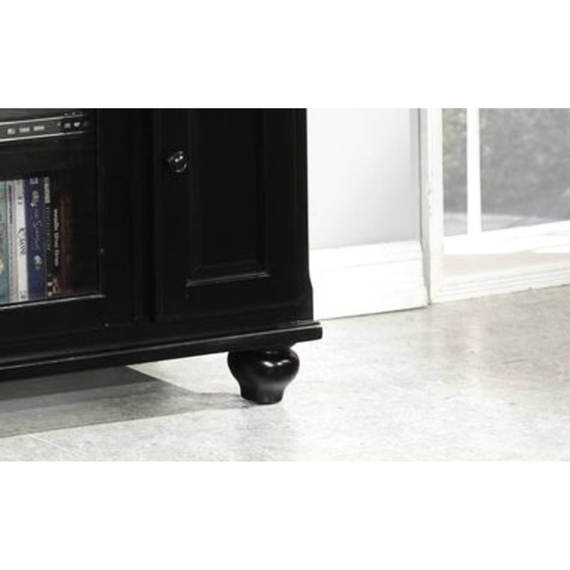 Elegant Black Tv Stand, Accommodates 50 - 59 Inch Tvs, 4 Doors And 3 Shelves Stand With & Shelves, Fits Enhances Room Appeal