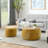 Round Storage Ottoman, 2 in 1 Function, Work as End table and Ottoman,with small seat,Dark yellow(25"x25"x14.7") ow-1251267827