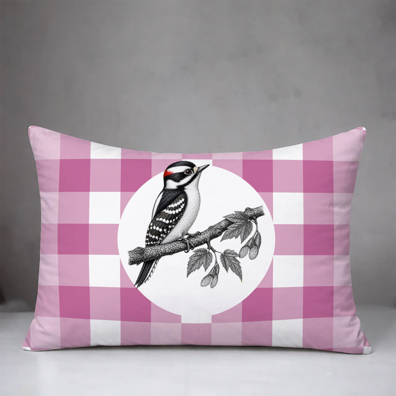 Oreiller réversible intérieur / extérieur Wood Pecker, 25x18, Magenta