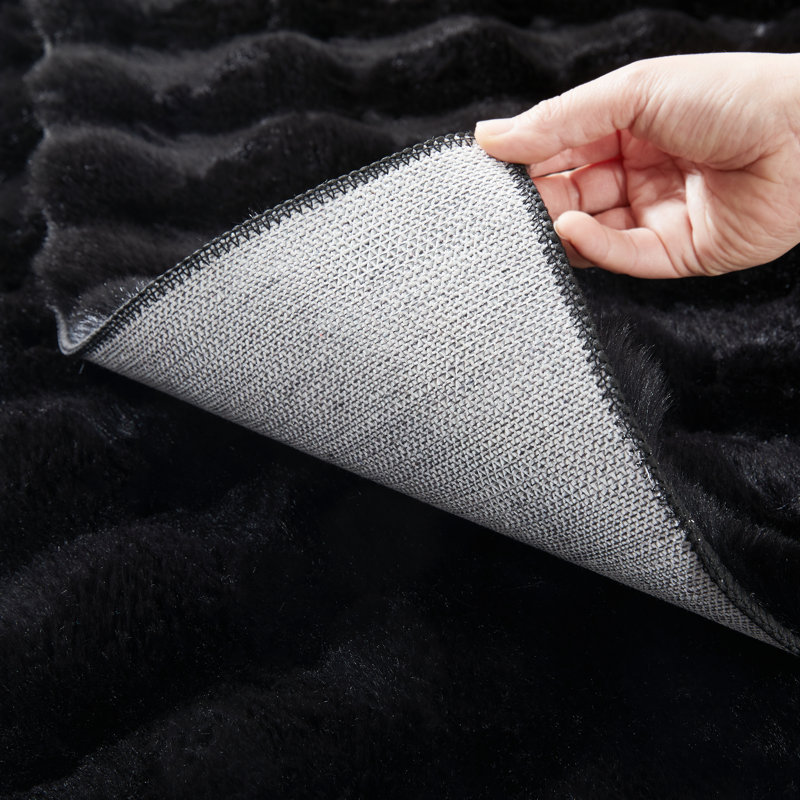 Modern Bubble Textured Shag Area Rug, Black, Rectangle 120 x 170 cm