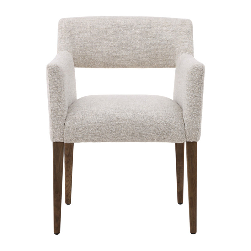 Booker Oak Wood Upholstered Dining Chair, Cream