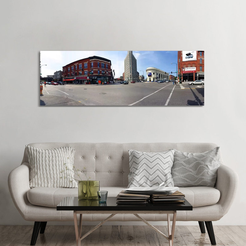 Buildings in a City, Wicker PArk and Bucktown, Chicago, Illinois, USA 1 Piece Wrapped Canvas Panoramic Wall Art
