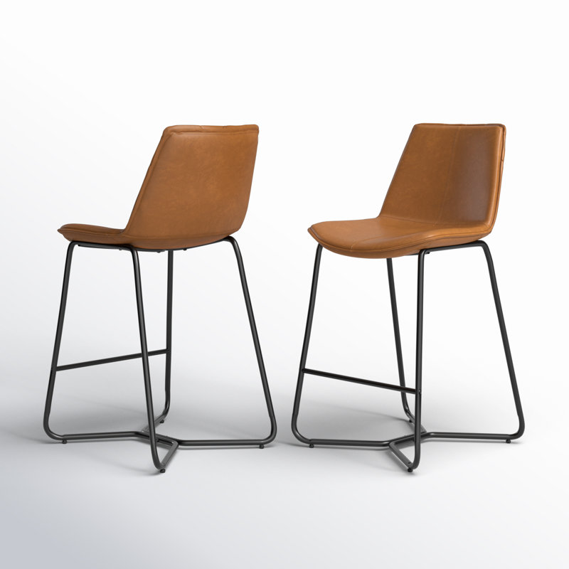 Alivia Upholstered Counter Stool with Metal Frame, Counter Stool (26" Seat Height), Cappuccino Brown Faux Leather