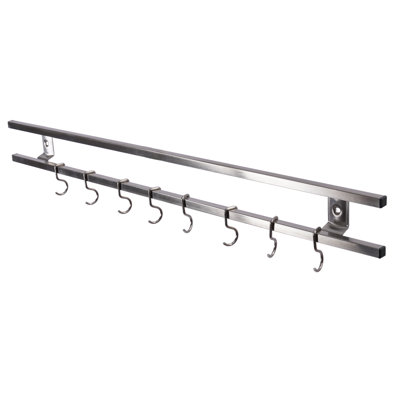 24 Inch Magnetic Knife Holder Wall Mount Knife Bar Double-Bar Tool Rack with Hooks for Kitchen Utensil Tool Storage