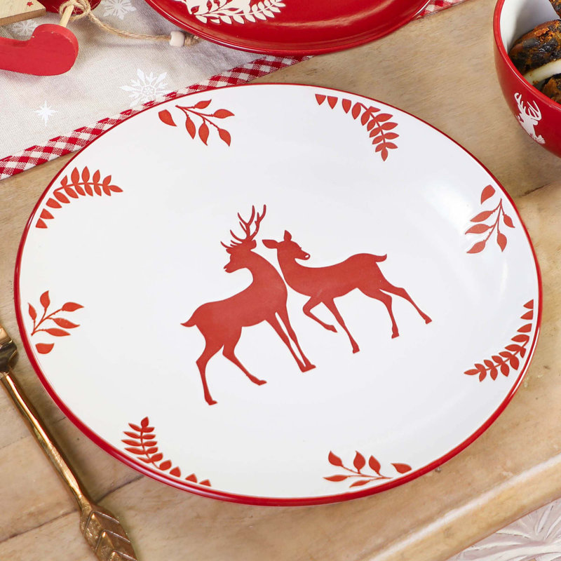 Piece Stoneware Dinnerware Set - Service for 6, Red