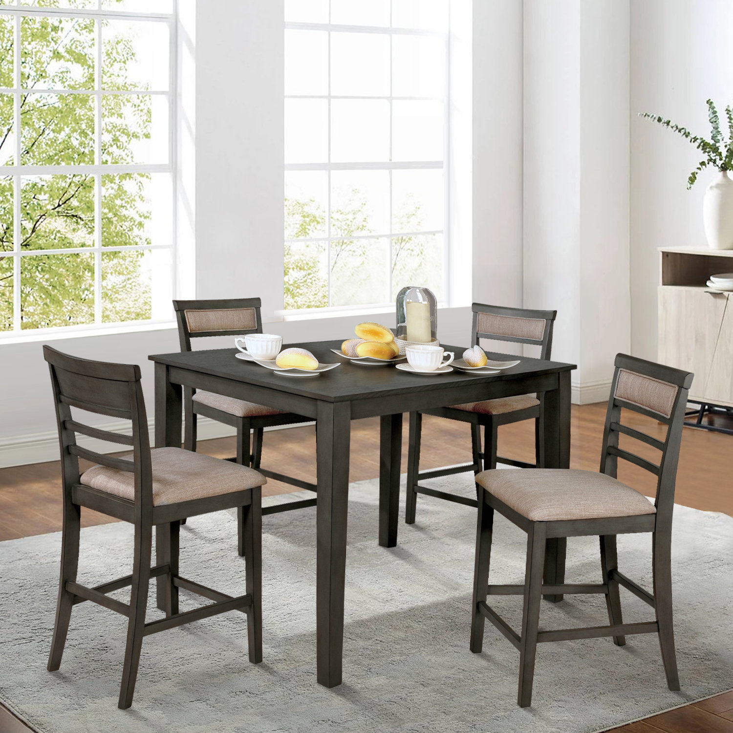 Red Barrel Studio® Alyssum Wood 5-Piece Counter Height Table Set | Wayfair