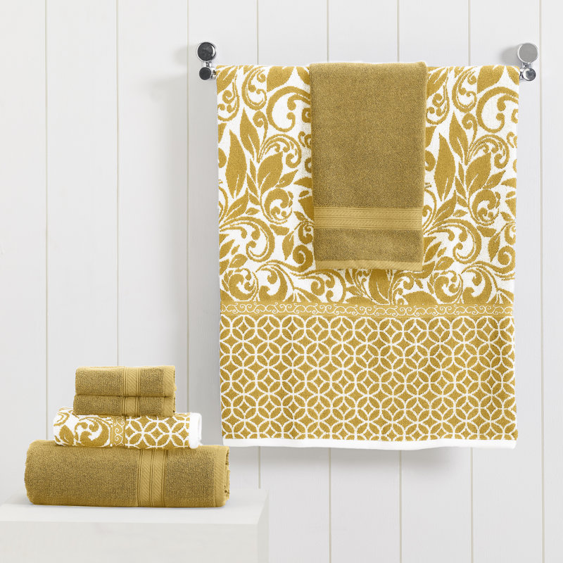 Modern Threads Gold Cotton Jacquard Towel Set - 6 Pieces