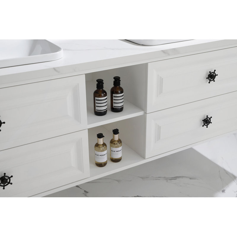 Le meuble-lavabo mural de 96 po convient aux lavabos doubles, armoire seulement (comptoir et lavabos non inclus)