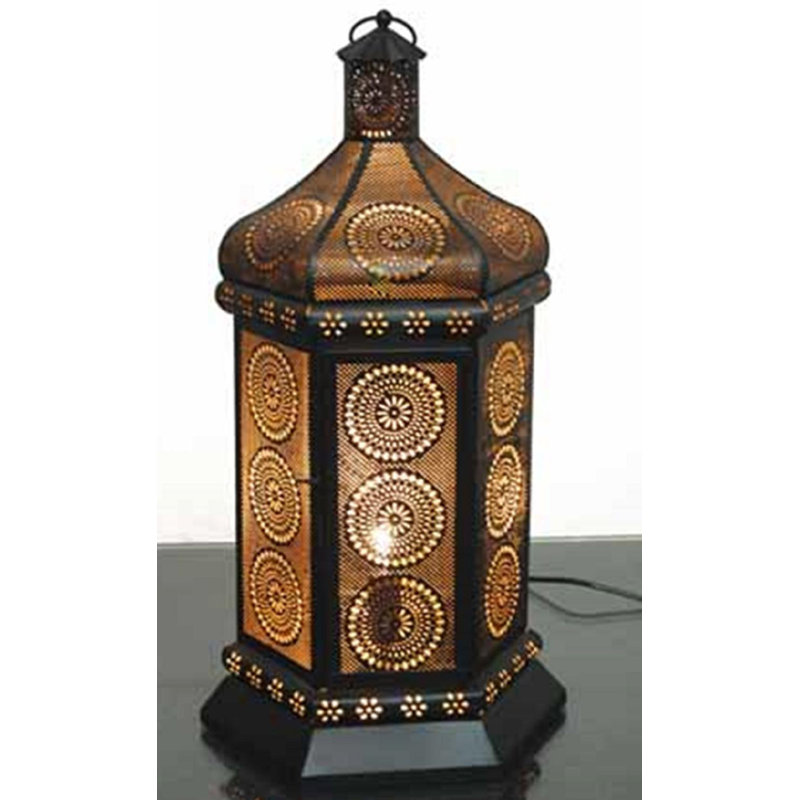 Lampe de table de style marocain 21,5 po, Noir/doré