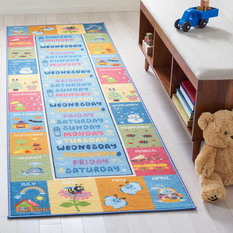 Tapis bleu / beige / rose Highsmith, Tapis de couloir 2 pi 2 po x 8 pi