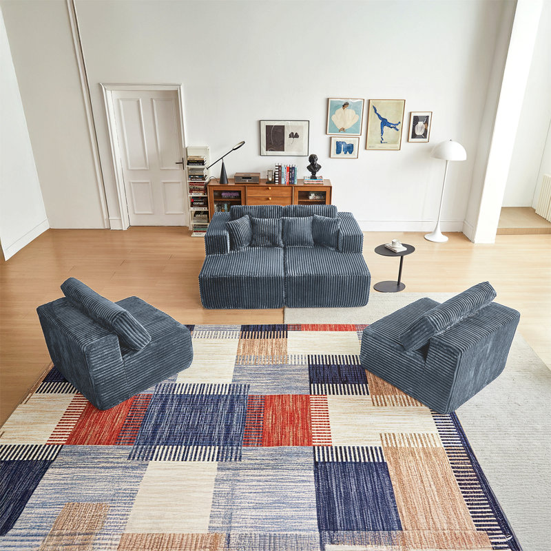 Ensemble de canapé modulaire en tissu Corduroy Cloud Couch