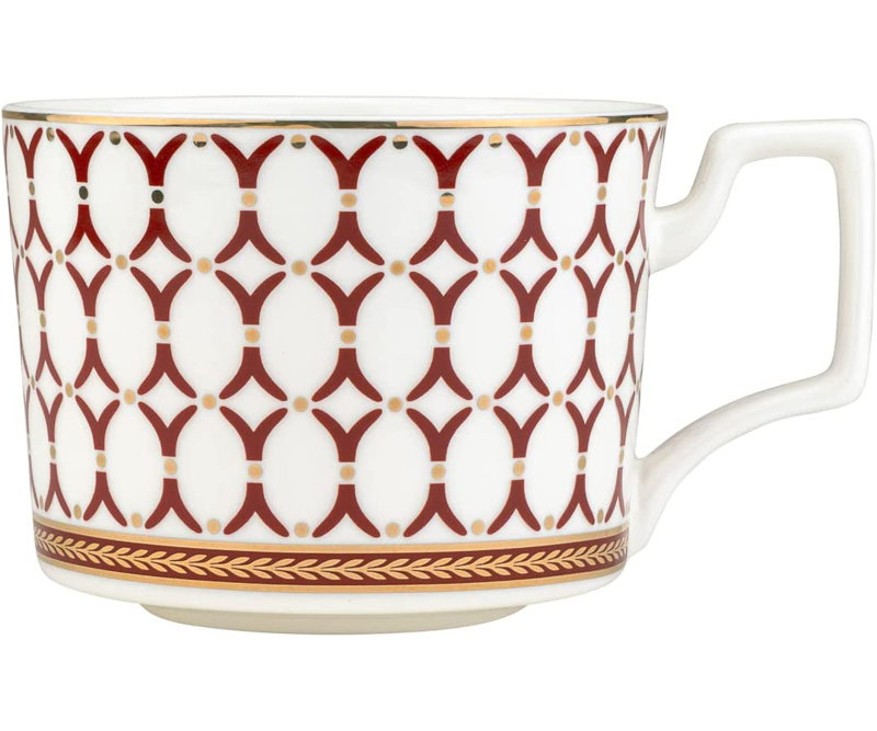 Tasse à thé en porcelaine Charnay, Rouge / blanc