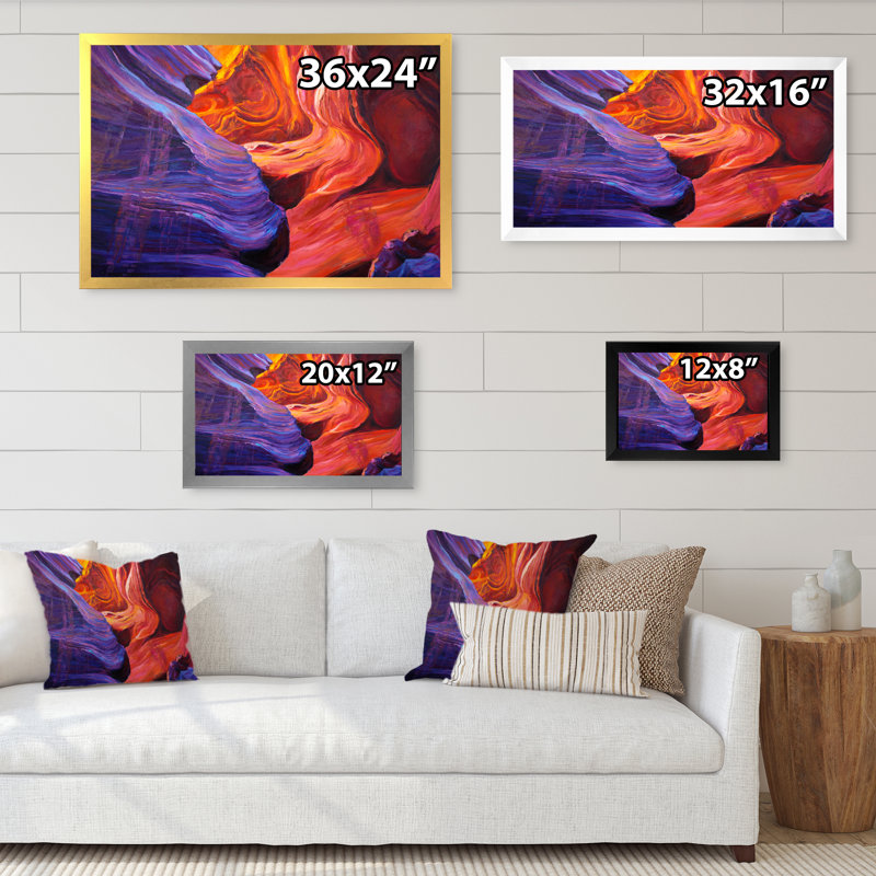 Grand Canyon - reproduction d'art sur toile, Cadre photo noir, H 8 po x l 12 po x P 1 po