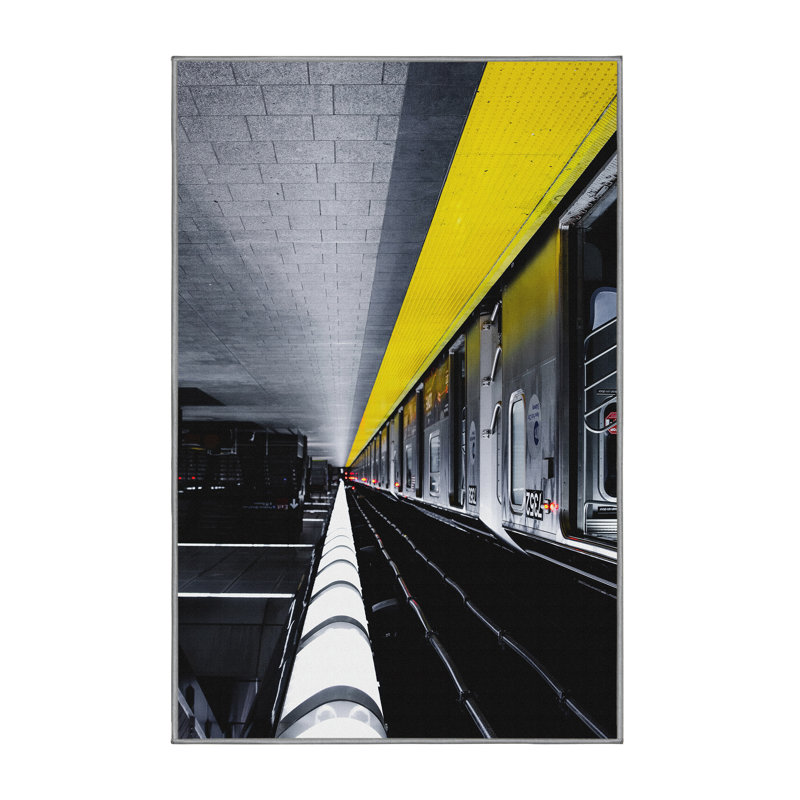 Tapis jaune / noir, Rectangle 7 pi x 9 pi
