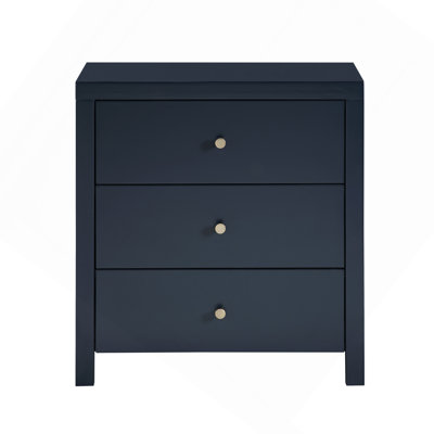 Table de chevet 3 tiroirs - Bleu minuit