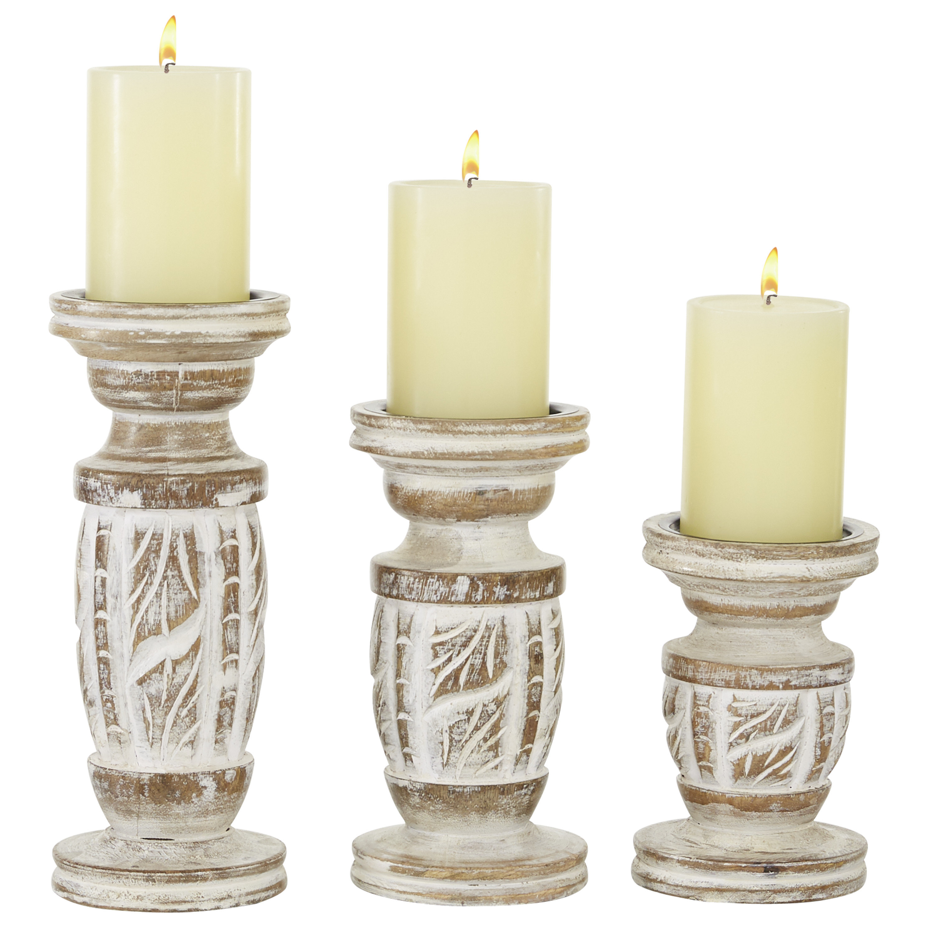 One Allium Way® 3 Piece Solid Wood Tabletop Candlestick Set & Reviews ...