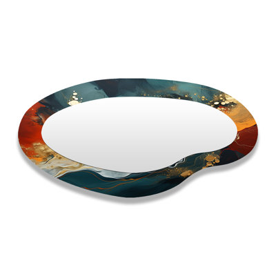 Golden Marble Storm III - Abstract Painting Modern Asymmetrical Decorative Wall Mirror