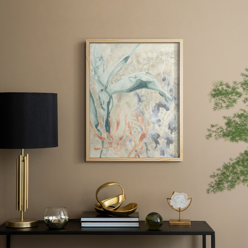 «Ocean Lace I», reproduction encadrée - bois massif, Naturel, H 11 po x l 9 po