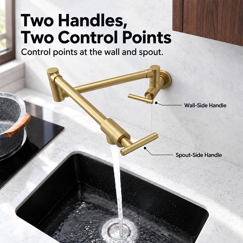Wall Mounted Pot Filler, Brushed Gold