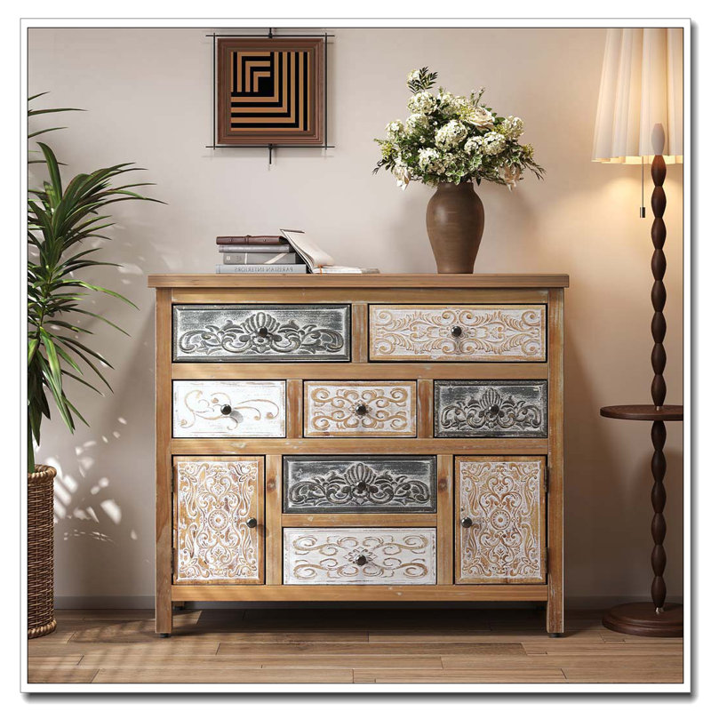 Commode d'appoint avec 7 tiroirs et 2 armoires