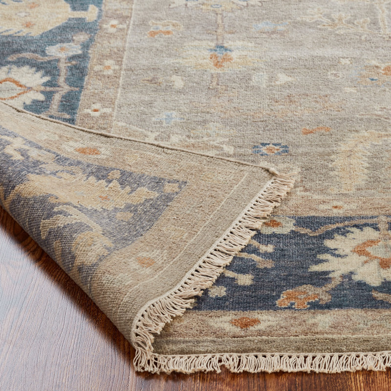 Tapis gris en laine noué la à la main Preciado, Rectangle 2 pi x 3 pi