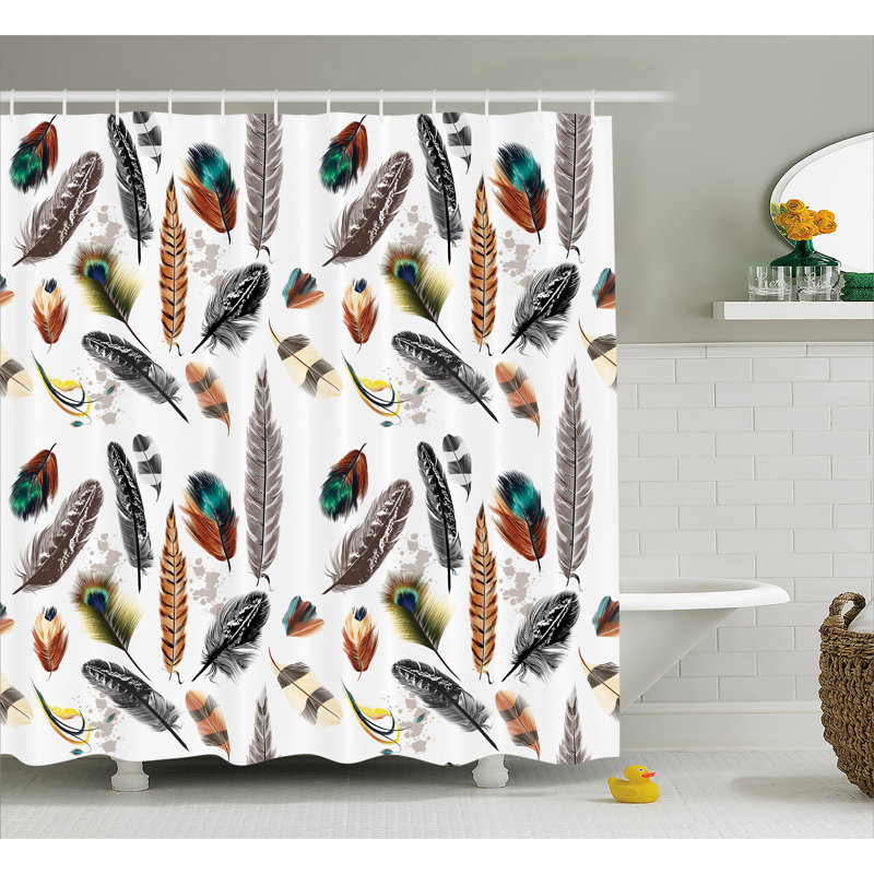 Rideau de douche et crochets de douche décoration à imprimé graphique, H 69 po x l 70 po