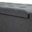 Banc de rangement pour le salon en lin gris, plateau relevable avec bouton, pratique comme repose-pieds, lit et nombreux espaces polyvalents