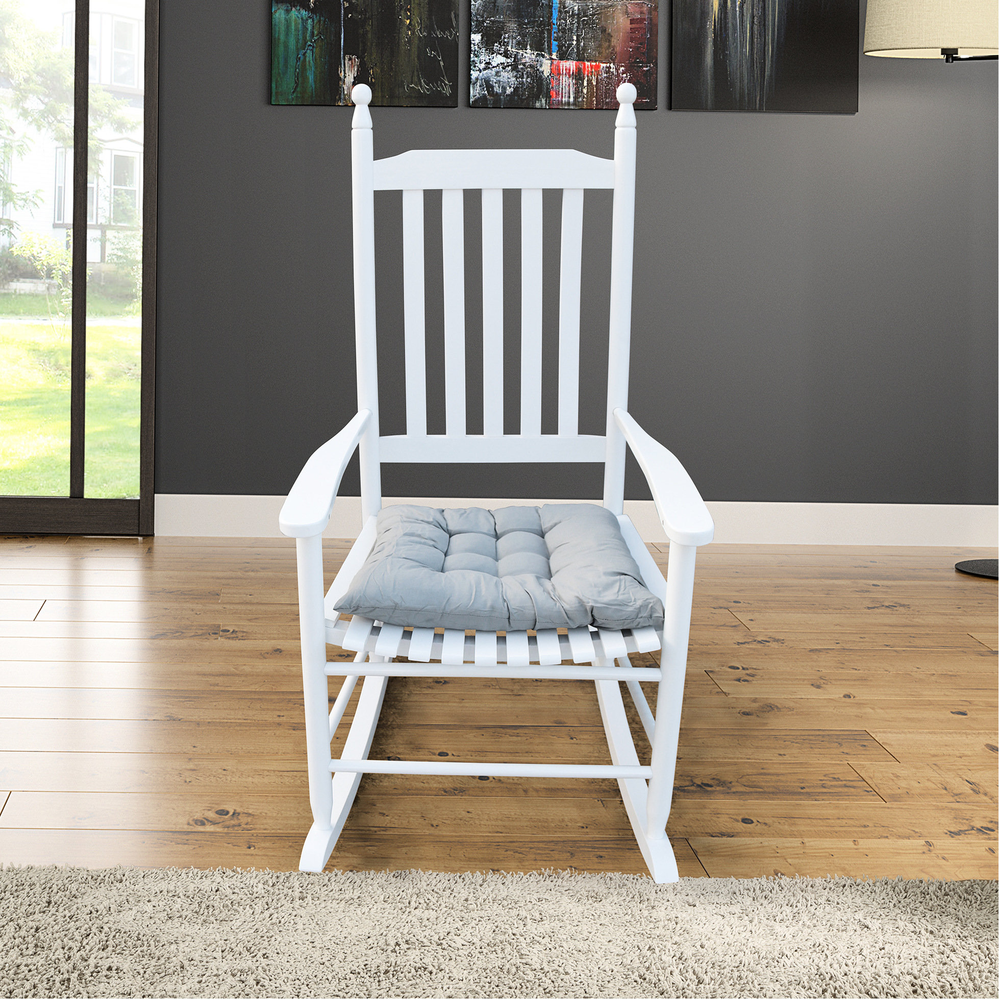 Latitude Run® Solid Hardwood Porch Rocker Chair, White - Offers A Cozy ...