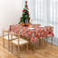 Nappe rectangulaire en vinyle de Noël avec envers en flanelle, 132 x 229 cm, motif Père Noël, bonhomme de neige et rennes à carreaux rouges