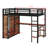 Loft Bed Frame With Wardrobe, Desk And Storage Shelves-1960476004