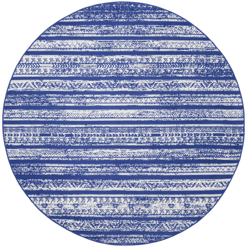 Striped Indoor Rug, Round 8'
