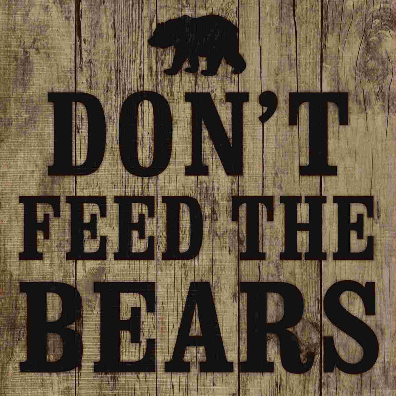 «Don't nourrir les ours 2», art textuel sur toile tendue, H 30 po x l 30 po x P 1,25 po