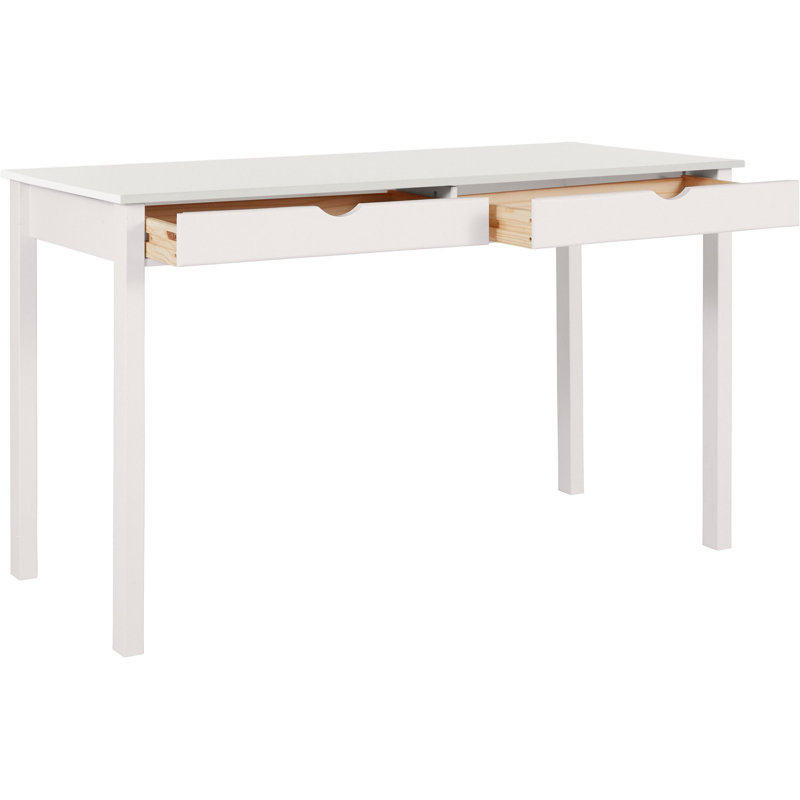 Waddell Solid Wood Writing Desk, White, White, 80cm H x 140cm W x 60cm D