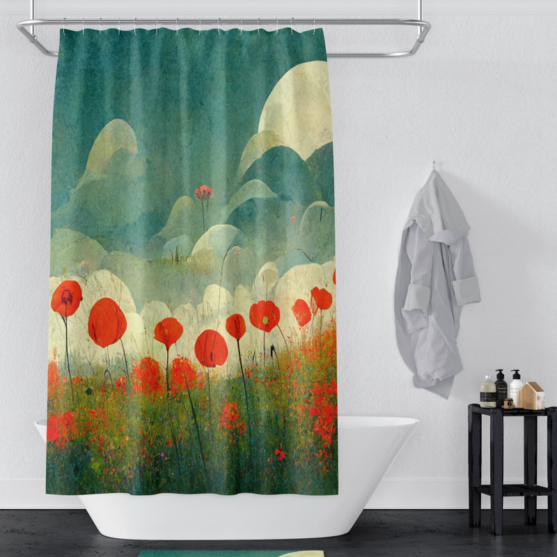 Floral Shower Curtain, 93'' H x 70'' W