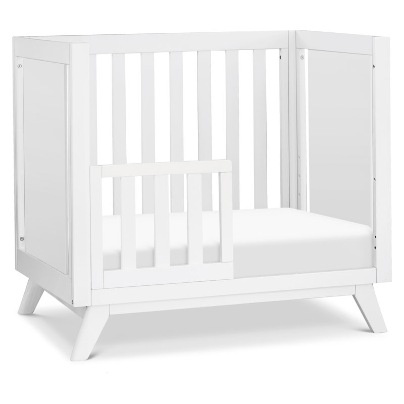 White Wooden 3-in-1 Convertible Mini Crib with Mattress