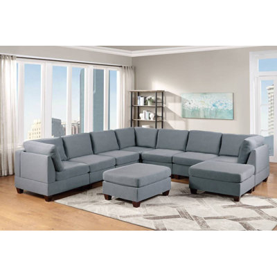 Shriver 116"" Wide Revolution Performance FabricsÂ® Symmetrical Corner Sectional with Ottoman -  Hokku Designs, 35F9ED46DA8645E89579C168EFE12756