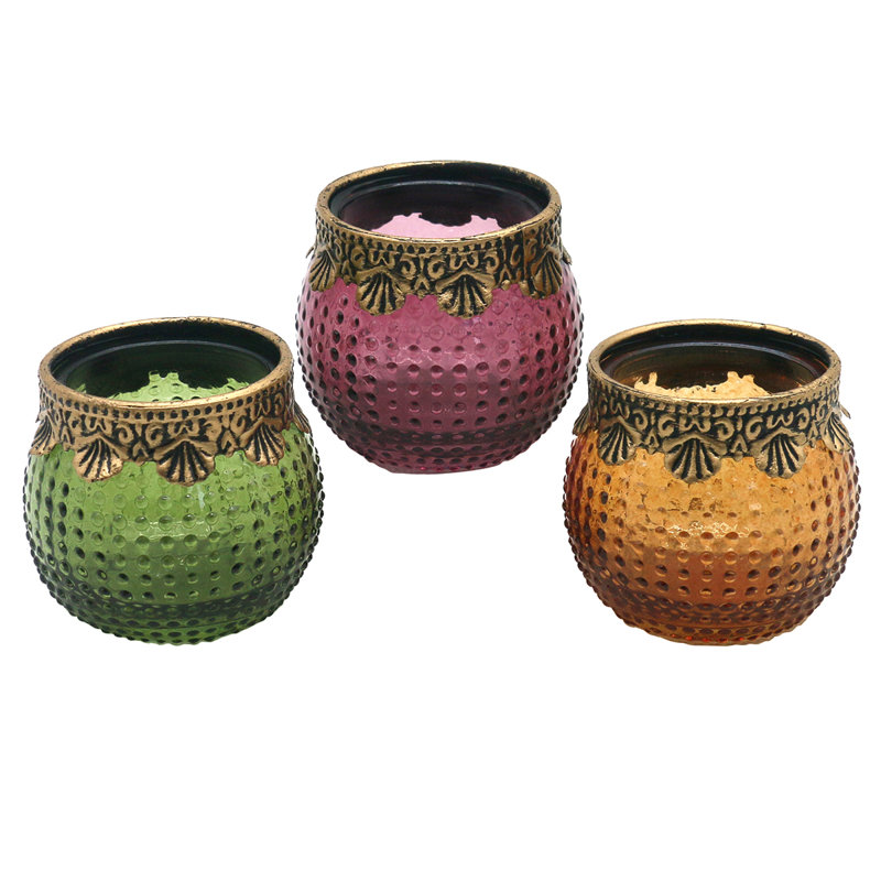 3 Piece Glass Tabletop Votive Holder Set