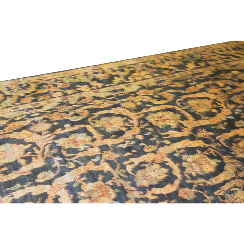 High-Quality Hand-Knotted Black And Gold Area Rug
