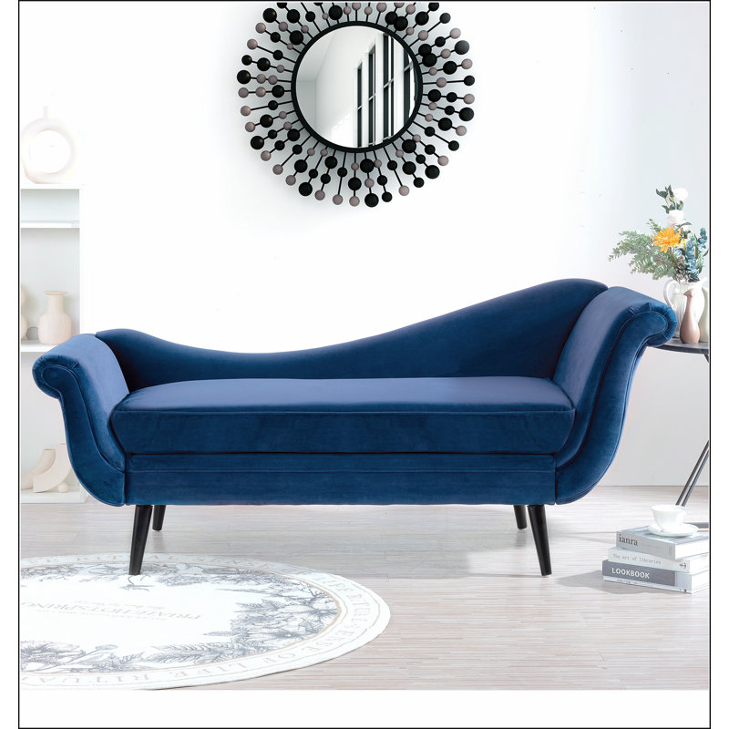 Chaise longue avec accoudoirs à volutes, Bleu