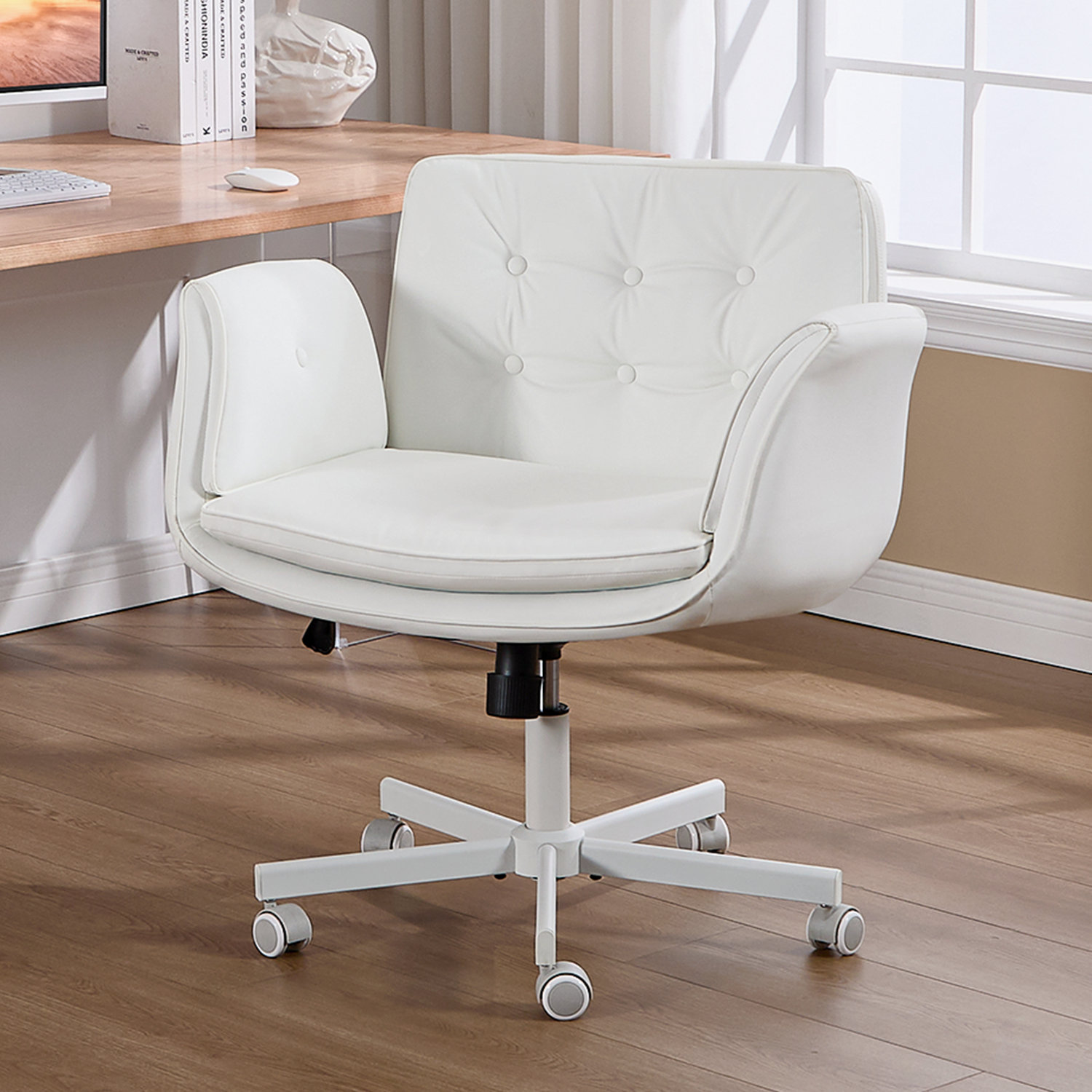 Office Chair with Lumbar Support, White, White