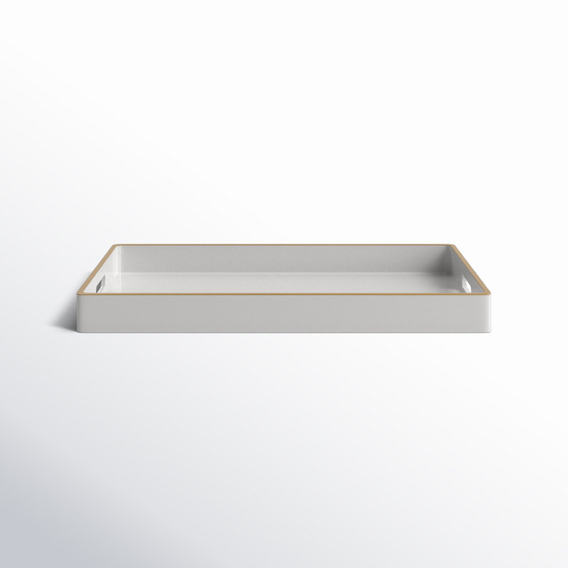 Plateau rectangulaire en plastique blanc de 19 po avec poignées découpées, plateau décoratif moderne pour le service, le rangement ou la pièce maîtresse