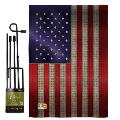 Double Sided 18.5'' H x 13'' W Burlap Flag Set